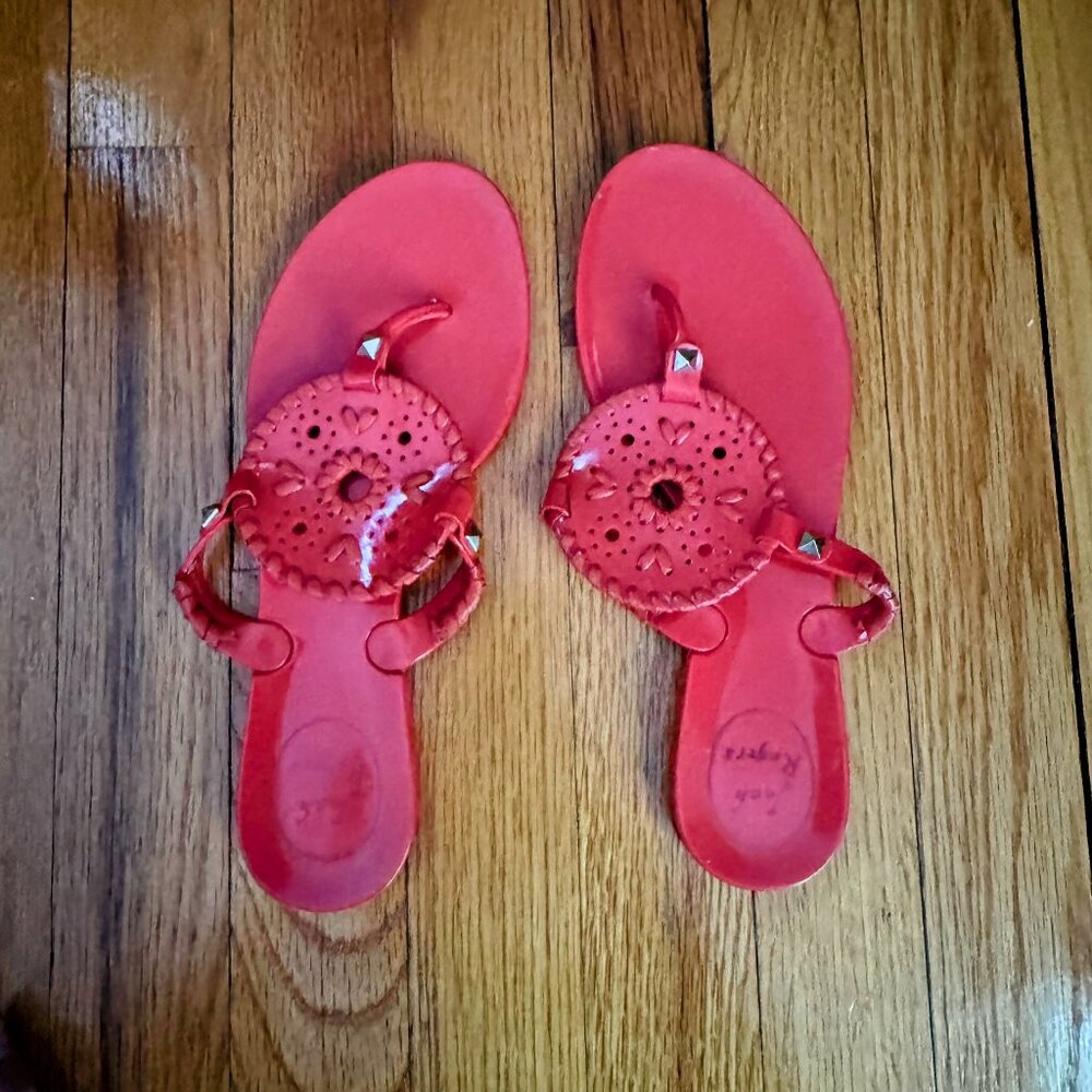 Jack Rogers Red Navajo Sandals Size 7 Leather Thong Sandals